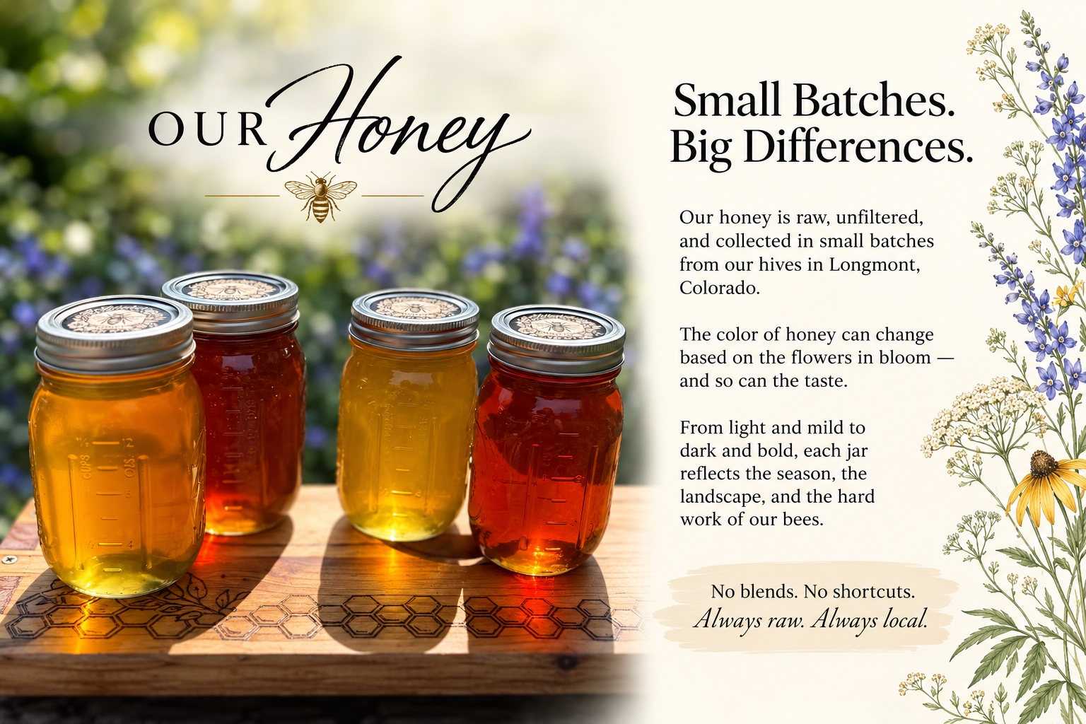 Our Honey — small batches, raw and local honey from Jitterbee Honey